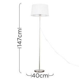 Valuelights Charles Brushed Chrome Floor Lamp With White Linen Shade - thumbnail 7