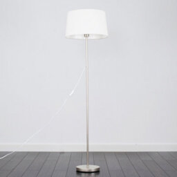 Valuelights Charles Brushed Chrome Floor Lamp With White Linen Shade - thumbnail 4