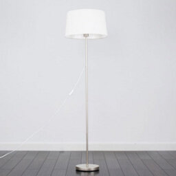 Valuelights Charles Brushed Chrome Floor Lamp With White Linen Shade - thumbnail 5