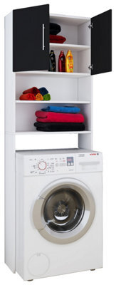 Vcm Bathroom Furniture Washing Machine Cabinet Jutas White / Black W. 64 X H. 190 X D. 25 Cm - image 1