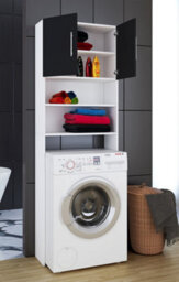 Vcm Bathroom Furniture Washing Machine Cabinet Jutas White / Black W. 64 X H. 190 X D. 25 Cm - thumbnail 3