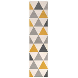 Loomed Yellow Ochre Grey Diamond Geometric Living Room Runner Rug 80X320Cm - thumbnail 6