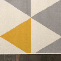 Loomed Yellow Ochre Grey Diamond Geometric Living Room Runner Rug 80X320Cm - thumbnail 5