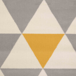 Loomed Yellow Ochre Grey Diamond Geometric Living Room Runner Rug 80X320Cm - thumbnail 3
