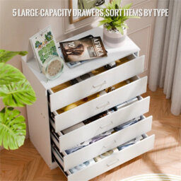 5 White Chest Of Drawers Modern Bedroom Furniture Draw Dressing Table - thumbnail 3