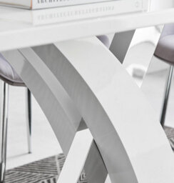Furniturebox Uk Atlanta White High Gloss And Chrome Metal Rectangle Dining Table And 4 Black Murano Dining Chairs Set - thumbnail 6