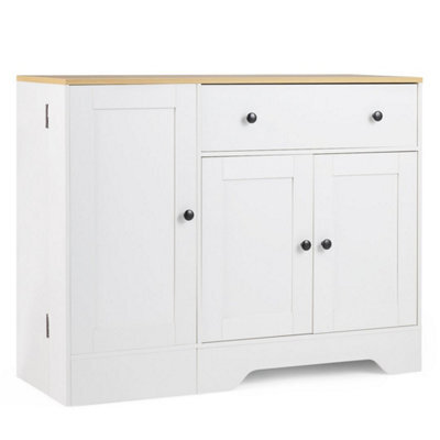 White Buffet Cabinet With 3 Doors 105 Cm Modern Sideboard With 3 Doors For Kitchen - image 1