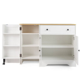 White Buffet Cabinet With 3 Doors 105 Cm Modern Sideboard With 3 Doors For Kitchen - thumbnail 6