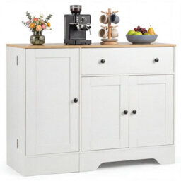 White Buffet Cabinet With 3 Doors 105 Cm Modern Sideboard With 3 Doors For Kitchen - thumbnail 5