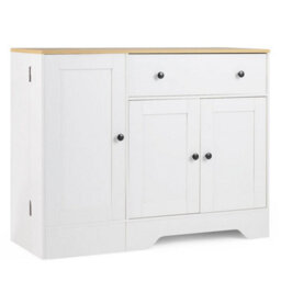 White Buffet Cabinet With 3 Doors 105 Cm Modern Sideboard With 3 Doors For Kitchen - thumbnail 1