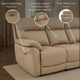 Navy Blue Leather Electric 1 Seater Recliner Chair - thumbnail 5