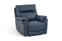 Navy Blue Leather Electric 1 Seater Recliner Chair - thumbnail 2