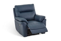 Navy Blue Leather Electric 1 Seater Recliner Chair - thumbnail 3