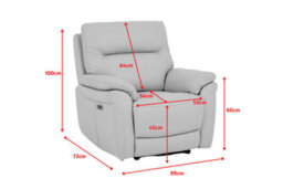 Navy Blue Leather Electric 1 Seater Recliner Chair - thumbnail 7
