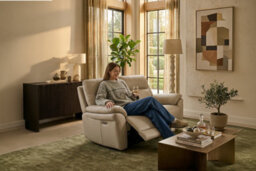 Navy Blue Leather Electric 1 Seater Recliner Chair - thumbnail 6