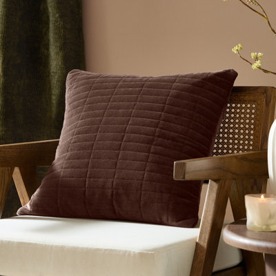 Yard Dales Quilted 100% Cotton Velvet Polyester Filled Cushion, Brown, 50 X 50Cm - image 1