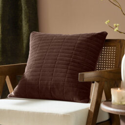 Yard Dales Quilted 100% Cotton Velvet Polyester Filled Cushion, Brown, 50 X 50Cm - thumbnail 1