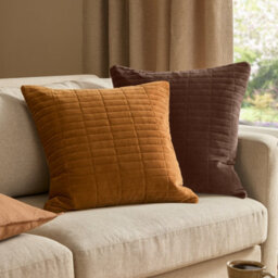 Yard Dales Quilted 100% Cotton Velvet Polyester Filled Cushion, Brown, 50 X 50Cm - thumbnail 4