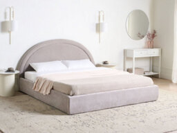 Beliani Ottoman Bed Chenille Mouzon 180 X 200 Cm (Eu Super King) Taupe - thumbnail 2
