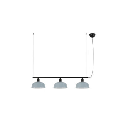 Luminosa Lighting Luminosa Tatawin Medium Bar Pendant Ceiling Light Black, Gloss Grayish Blue 3X E27