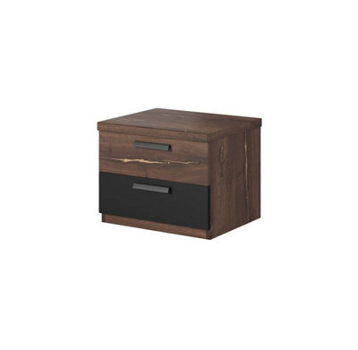 Arte Sigma 22 Bedside Table In Oak Flagstaff & Black Matt - W460mm H370mm D400mm, Stylish And Functional - image 1