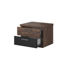 Arte Sigma 22 Bedside Table In Oak Flagstaff & Black Matt - W460mm H370mm D400mm, Stylish And Functional - thumbnail 2