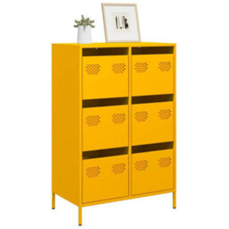 Berkfield Highboard Mustard Yellow 68X39X101.5 Cm Steel - thumbnail 1