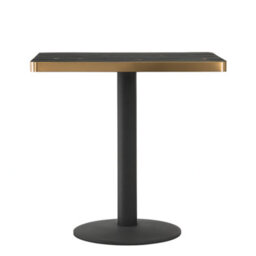 70Cm Square Black Marble Effect Bistro Table With Brushed Gold Edge & Round Pedestal Base Dining Table For Home, Cafe, Restuarant - thumbnail 7