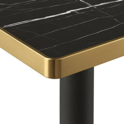 70Cm Square Black Marble Effect Bistro Table With Brushed Gold Edge & Round Pedestal Base Dining Table For Home, Cafe, Restuarant - thumbnail 2