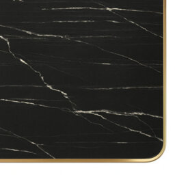 70Cm Square Black Marble Effect Bistro Table With Brushed Gold Edge & Round Pedestal Base Dining Table For Home, Cafe, Restuarant - thumbnail 3
