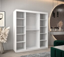 Arte Seville Mirrored Sliding Door Wardrobe With Shelves And Hanging Rails In White (H)2000mm (W)1800mm (D)620mm - thumbnail 3