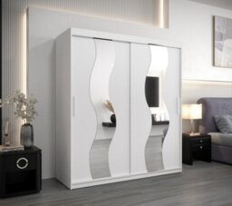 Arte Seville Mirrored Sliding Door Wardrobe With Shelves And Hanging Rails In White (H)2000mm (W)1800mm (D)620mm - thumbnail 2