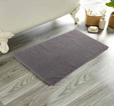 Luxe Deep Cotton Pile Bathmat In Charcoal