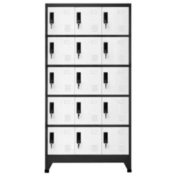 Berkfield Modern Locker Cabinet Anthracite And White 90X40X180 Cm Steel - thumbnail 1