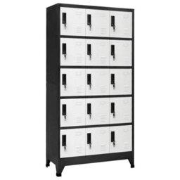 Berkfield Modern Locker Cabinet Anthracite And White 90X40X180 Cm Steel - thumbnail 2