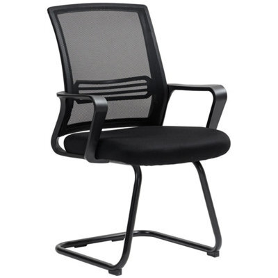 Meeting Office Chair, Mesh Reception Chair With Sled Base, Black - image 1