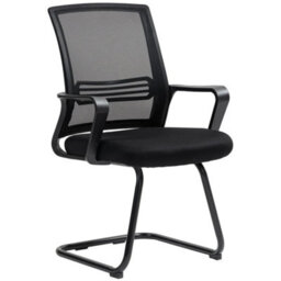 Meeting Office Chair, Mesh Reception Chair With Sled Base, Black - thumbnail 1