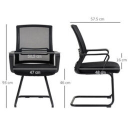 Meeting Office Chair, Mesh Reception Chair With Sled Base, Black - thumbnail 2