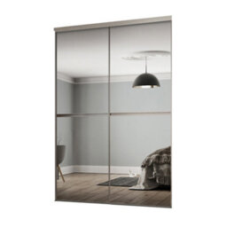 Spacepro Minimalist Mirror Panelled Mirrored Gloss 2 Door Sliding Wardrobe Door Kit (H)2220mm (W)1200mm - thumbnail 1