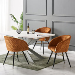 Life Interiors Set Of 4 Yellow Vittorio Velvet Dining Chairs With Black Metal Legs, Quilted Design Modern Accent Chair - thumbnail 7