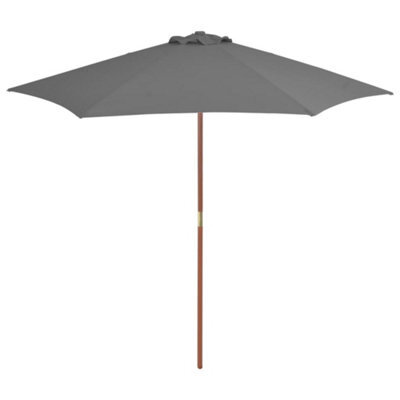 Berkfield Outdoor Parasol With Wooden Pole 270 Cm Anthracite - image 1
