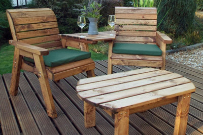 Charles Taylor Trading Twin Companion Dining Set Angled With Cushions - W160 X D170 X H98 - Fully Assembled - Green - image 1