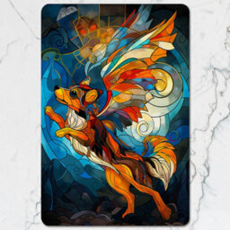 Benjamin Tate Design Designer Artwork Placemat Coaster Set With Wood Base 12 Piece Stained Glass Phoenix Collection - thumbnail 2