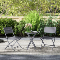Outsunny 3 Pieces Outdoor Bistro Set, Glass Top Table And Chairs, Grey - thumbnail 9
