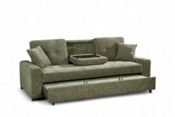 3 Seater Sofa Bed In Green Chenille Fabric Sofabed - thumbnail 5