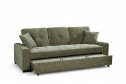 3 Seater Sofa Bed In Green Chenille Fabric Sofabed - thumbnail 4