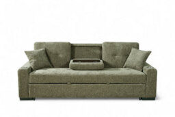 3 Seater Sofa Bed In Green Chenille Fabric Sofabed - thumbnail 3