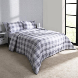 Ohs Gingham Check Coverless Duvet 10.5 Tog Bedding Pillowcases, Grey - Double - thumbnail 2
