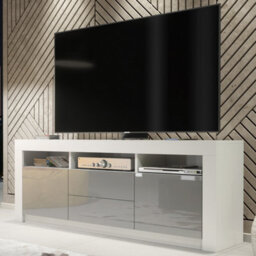 Creative Furniture Shine Tv Unit 160Cm - White & Grey Gloss Doors - thumbnail 5