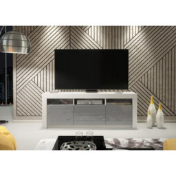 Creative Furniture Shine Tv Unit 160Cm - White & Grey Gloss Doors - thumbnail 2